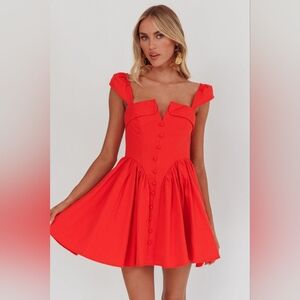 Saints And Secrets Morning Meadows Red Cotton Mini Dress Small S
